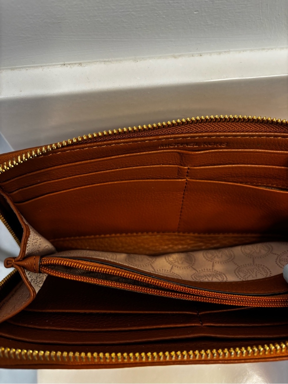 Michael Kors Brown Zip-Around Wallet with Gold Hardware - Picture 10 of 10